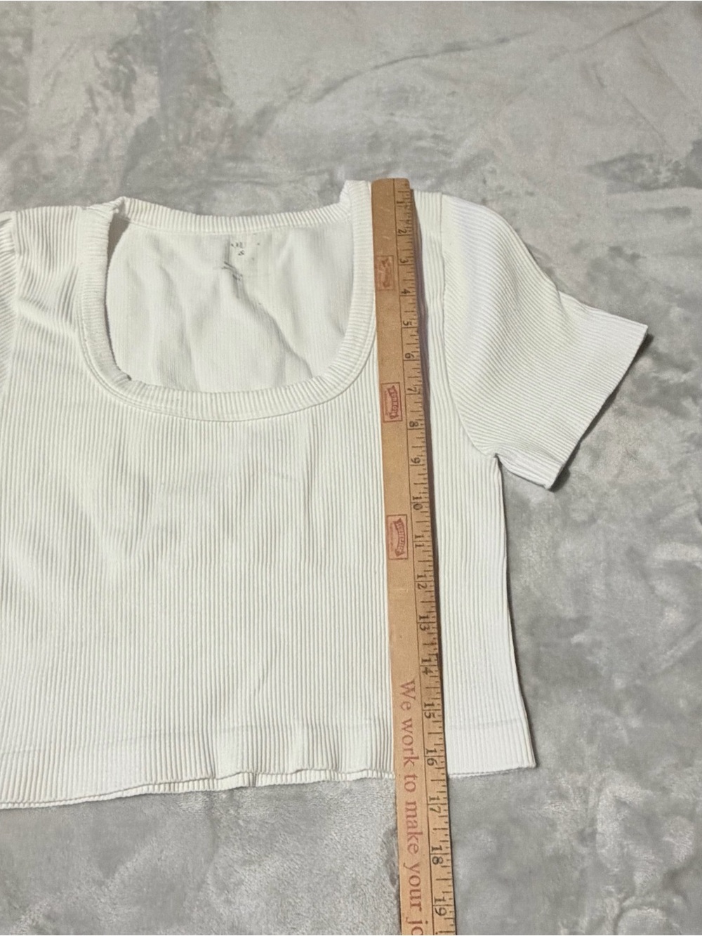 Women’s White Ribbed Square Neck Crop Top - Picture 4 of 5
